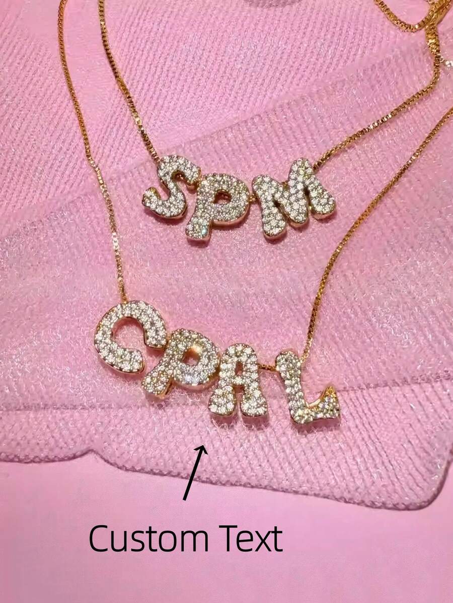 1pc Luxurious Rhinestone Cubic Zirconia Initial Customized Necklace, Stainless Steel Simple Letter Pendant Necklace, Personalized "MAMA" Necklace, Ideal Gift For Girlfriend, Mom, Family, Friend, Daughter, Anniversary, Valentine's Day, Mother's Day, Birthday, Graduation, Daily Wear, Wedding, Party