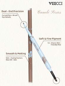 VEECCI Canelé系列凝胶眼线笔，持久不晕染，自然哑光妆效，双头设计，一头带刷头，适合初学者 - #J02 Classic Brown - 查看 3