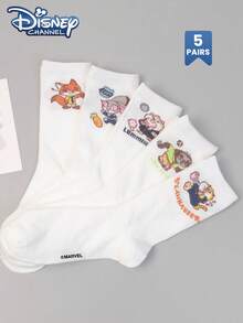 1/5 Scale Disney Adult Crew Socks, Adult Crew Socks, Korean Cartoon, All Season, Adult Nick And Judy Character Socks - Multicolor - View 3