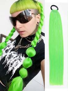 24Inch Synthetic Hair Ponytail Hair Extensions Hair Shiny Hair Ponytail Extension For Braiding Hair On Hair Tie Loose - Multicolor - View 12