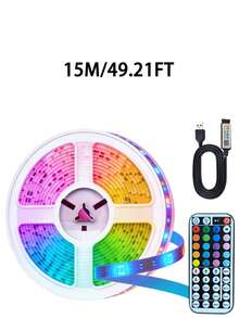 Tira de luces LED inteligente, luces LED que cambian de color con control remoto de 44 teclas, controladas por aplicación, adecuadas para la decoración de la sala de estar, la decoración de Halloween, sincronización con música, aplicables para la decoración del hogar, el dormitorio, la cocina, la televisión, la fiesta de vacaciones, la decoración navideña, los regalos navideños para el hogar, la decoración navideña - luz de color - Ver 17