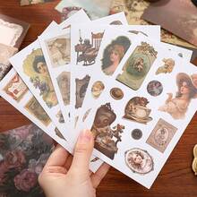 Vintage Scrapbooking Gift Set, High-End Palace Style Planner Stickers & Notebook Set, Gift - 1 Set - View 9