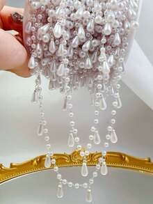 1米ABS仿珍珠水滴形流苏链，适用于项链、手链DIY首饰制作链条材料 - 珍珠鏈條 - 查看 11