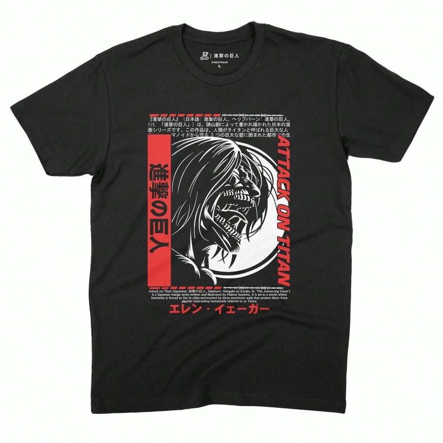 On T-Shirt-Iconic Graphic Tee Anime On Titan ATTACK009 - màu đen - Xem 1