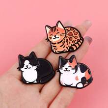 1pc Enamel Cat Brooch, Cute Cartoon Badge Pin - Lovely Lapel Pin For Backpack And Clothing - Multicolor - View 4