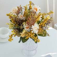 Bó hoa cúc và lá bạch đàn nhân tạo 1/3/60 bông, thích hợp trang trí nhà cửa mùa xuân/thu, nhà hàng, phòng tắm, nhà bếp, phòng ngủ, bình hoa cưới, quà tặng Ngày của Mẹ, phụ kiện tiệc sinh nhật, trang trí sân vườn ngoài trời. - Màu vàng - Xem 4