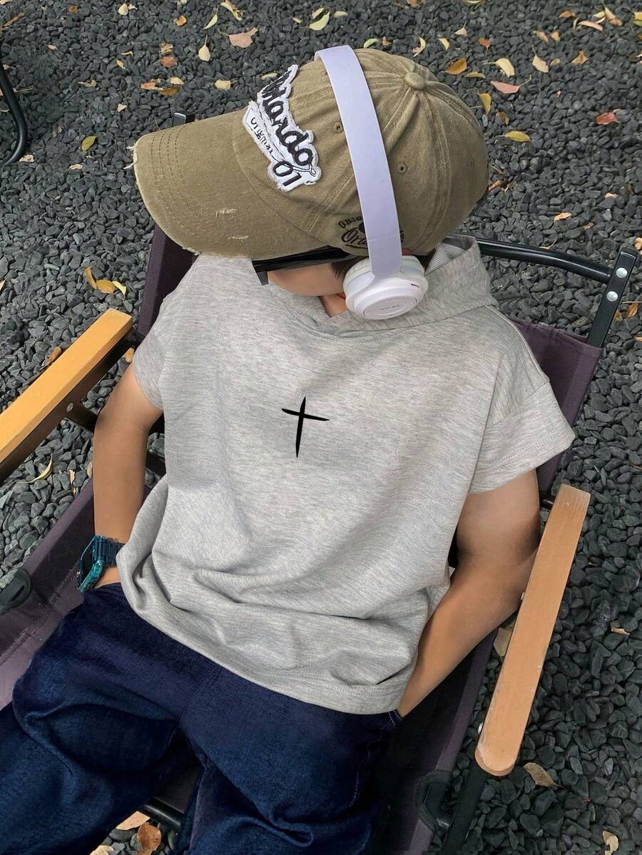 1 chiếc áo hoodie thời trang, tối giản, đa năng, thoải mái dành cho bé trai tuổi teen, mang đến vẻ ngoài cao cấp. - Màu Xám nhạt - Xem 1