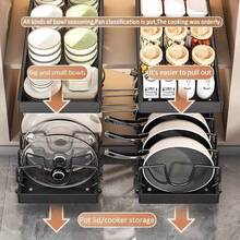 2 pieces of adjustable storage boxes, integrated storage rack, storage and organizing boxes, equipped with extendable cover plate fixers, dish rack, dishwashing board and pull-out drawers, suitable for kitchen storage and organization. - Negro - Ver 5