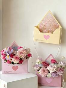 12个装信封式鲜花礼盒，配珍珠链，优雅花篮保鲜盒，可重复使用，婚礼礼品包装盒，生日礼品包装用品，婚礼收纳袋，浪漫礼品套装，轻便收纳盒，情感购物必备品，花束支架，DIY花艺，婚礼派对用品，婚礼装饰，生日装饰，桌面摆件，婚礼回礼，毕业典礼 - 信封花盒 - 查看 3