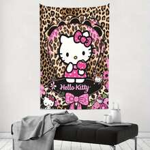 SANRIO 1 Tấm thảm treo tường - Họa tiết da báo dễ thương, treo dọc, phù hợp cho phòng ngủ, ký túc xá, phông nền tiệc, phông nền chụp ảnh - Họa tiết cổ điển trang trí nội thất, quà tặng cho người hâm mộ - Nhiều màu - Xem 4