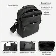 Bolso Bandolera Casual Cruzado para Hombre Bandolera Hombre Bolsa Mensajero Bandolera Impermeable Para Negocio Desplazamientos Diarios y Viaje-022 - como en la foto - Ver 6