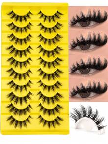 10对浓密3D多层DD卷度俄式浓密假睫毛，高卷度 - 濃密款 - 查看 1