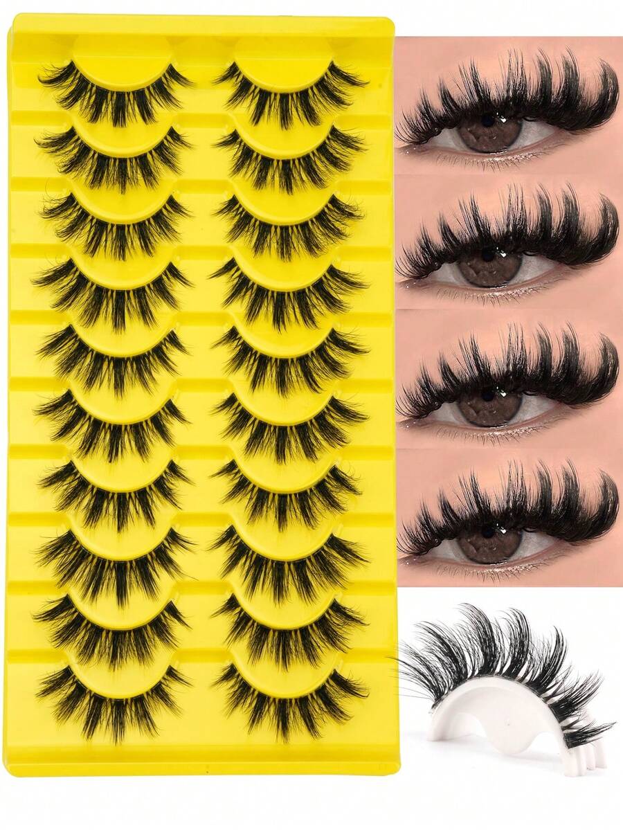 10对浓密3D多层DD卷度俄式浓密假睫毛，高卷度 - 濃密款 - 查看 1