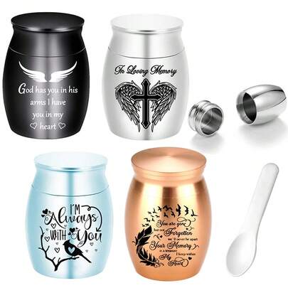 Urna de cremación pequeña, urna conmemorativa para compartir cenizas humanas, urna conmemorativa decorativa de aleación de aluminio, color rosa dorado, azul, negro, plateado, regalo conmemorativo portátil para seres queridos