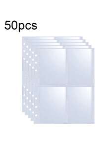 25pcs/Pack 100pcs 6-Ring Binder Pockets, 2.5x3.5 Inch Photo Card Sleeves, Double-Sided 4-Pocket Page Protectors, Ultra-Clear Trading Card Holder Set - Transparent - View 8