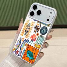 Funda para teléfono con ilustración de pez y gato, compatible con fundas ,  17,  16 Pro Max,  15 Pro Max,  13 y  12. Fabricada en TPU, con un diseño moderno y elegante que ofrece protección contra golpes y caídas. Un regalo ideal para familiares, amigos, seres queridos, novios/novias, y para festividades y aniversarios. - Plateado - Ver 2