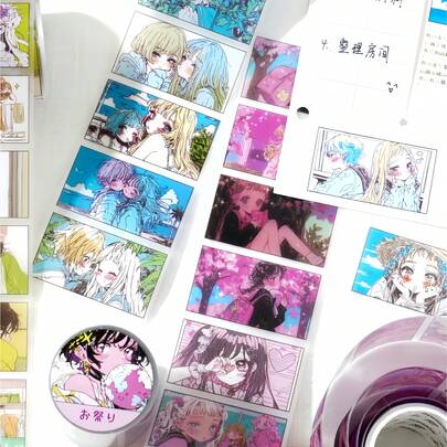 和纸胶带套装，暮光少女系列，日系动漫闪光PET胶带，适用于手账、贴纸簿、装饰、子弹笔记用品，可爱卡通贴纸