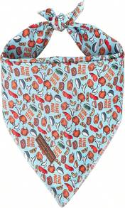 Unique Style Paws Thanksgiving Day Dog Bandana Blue Turkey Cotton Puppy Collars For Small Medium Large Dogs - ColorH - 查看 1
