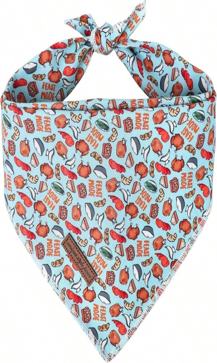 Unique Style Paws Thanksgiving Day Dog Bandana Blue Turkey Cotton Puppy Collars For Small Medium Large Dogs - ColorH - 查看 1