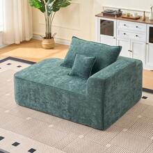 No Assembly Required Chaise Lounge – Comfortable And Plush Sofa With Cushions And Side Pockets, Green - 綠色 - 查看 3