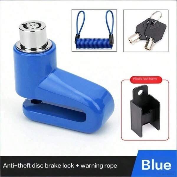 Mountain Bike Anti-Theft Lock + Reminder Rope, Bicycle/Motorcycle Lock, Disc Brake Lock With Lock Bracket + Reminder Rope