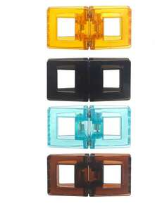 1个创意方形磁性发夹，智能磁性迷你爪夹，刘海夹，侧边夹，几何图案街头风 - 彩色 - 查看 6