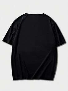 Men's Round Neck Casual Short Sleeve T-Shirt With Racing Car Elements - Black - View 4