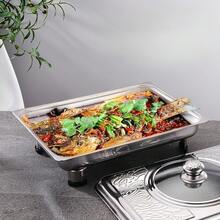 Recomendado Faridabio Bandeja de Acero Inoxidable con Función de Calentamiento| Adecuado para buffets de fiestas, duradero y elegante, acero inoxidable 304, borde de metal pulido ¡Top de Temporada - 4 artículos - Ver 4