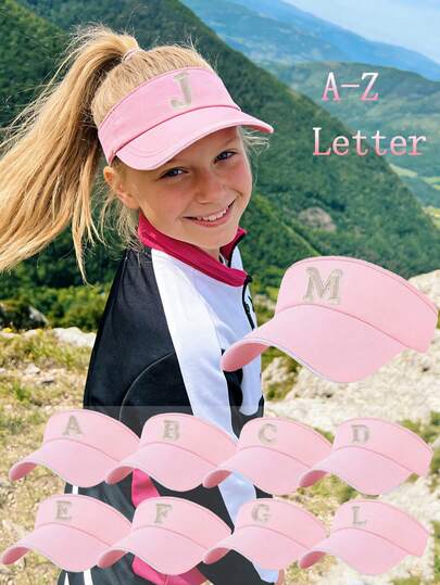 1PC Children 26 Letter Baseball Cap Gold Thread Embroidery Letter Design Style Kpop Fashion Cap Girls Boys Sun Hats High Ponytail Tennis Hat Sports Boys Running Golf Visor Cap Adjustable Elastic Hollow Top Style