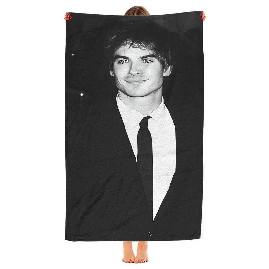 Damon Salvatore Beach Towel Bathing Towels Cover-Ups Quick Dry Sand Free Yoga Spa Gym Pool(1) - A - Xem 1