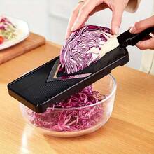 Efficient Multi-Purpose Vegetable Shredder & Cabbage Grater - Durable Plastic Kitchen Tool With Sharp Blades For Salads, Coleslaw, Stir-Fries - Easy To Use, Clean & Store - Ideal Gift For Home Cooks, Cabbage Shredder, Ergonomic Design, Sturdy Construction - Black - View 7