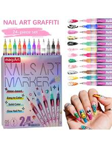 SAUA 一套美甲笔，涂鸦笔刷，速干美甲点彩笔，精准3D美甲彩绘笔，美甲笔套装，速干，适合家庭DIY和美甲沙龙使用 - 彩色 - 查看 8