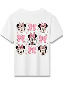 Disney Officially Licensed Kids T-Shirt | 100% Polyester Ultra Comfortable & Super Soft | Unisex For Boys & Girls | White Minnie Mouse Print | 1-14 Years Old | High-Style Everyday Wear With High Visibility | Relaxed Fit | Perfect For Spring/Summer Outings & Daily Use | Stylish & Easy To Match | New Arrival | Express Delivery - trắng - Xem 2