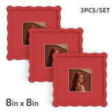 1pc/3pcs Wavy Design Photo Frame For Wall & Tabletop Decoration, Artistic Creative Home Decor With Multi-Color Waves - 7 Standard Sizes 4x4in, 4x6in, 5x7in, 6x6in, 8x8in, 8x10in, 11x14in - Modern Stylish Interior Accent, Fun Picture Frames, Scalloped Picture Frame- Graduation Wedding Gift (Random Photo Paper) - 波浪形 - 查看 68
