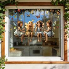 1/2 Stück Pastoraler Fairy Fensteraufkleber, Fairy schwingt mit Schmetterling Muster PVC doppelseitiger statischer Haftaufkleber Glasfensterfolie, abnehmbar ohne Rückstände, geeignet für Wohnzimmer Terrasse Fenster, Geschäftsausstellung, Party Dekoration - Fee - Übersicht 6