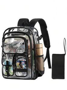 17in Clear Backpack, Transparent Backpack Set With Accessories, School Bag For Teen Girls Clear Laptop Bags For Elementary High School Travel Daypacks,See Through School Backpack Bookbag Back Pack Fits 15.6 Inch Laptop For Women Work Travel Sport - 黑色 - 查看 12