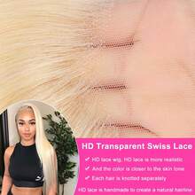 13x4 HD Lace Front Wigs Human Frontal Hair Pre Plucked Pre Bleached Wig Upgrade Invisible Knots Wig Blended Hair Straight Natural 613 Blonde 200 Density Ear-To-Ear Frontal Wigs For Women 28inch - S613 - View 9