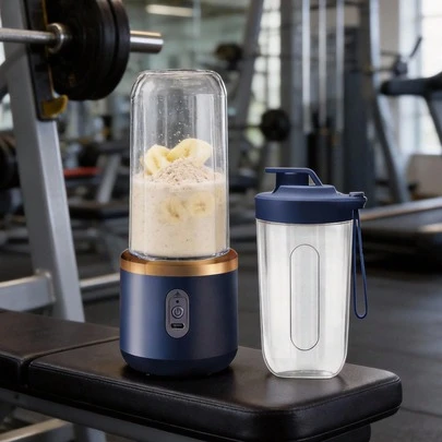 Portable USB-Rechargeable Mini Blender – 13oz Personal Smoothie & Shake Maker With Stainless Steel Blades, Powerful Motor For Crushed Ice, Easy-Clean Design For Home, Work, Travel – Cordless Compact Mixer