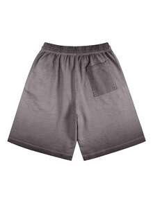 Men's Gradient Wash Shorts, 100% Cotton, Suitable For Outdoor, Beach, Sports, And Fitness Summer Wear. Men Loose-Fitting Cotton Shorts,Also Suitable As Personalized T-Shirts, Men's Shorts, Boyfriend Gifts, And Easter Gifts. - 雙漸變灰色 - 查看 4