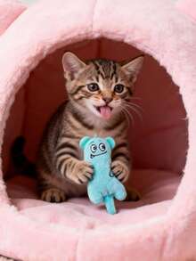 1个卡通表情毛绒猫咪自娱玩偶，猫咪自娱玩偶，卡通老鼠毛绒猫咪玩偶，宠物毛绒猫咪自娱玩偶，表情老鼠玩偶，耐啃咬猫咪玩偶，陪伴猫咪毛绒玩偶 - 彩色 - 查看 4