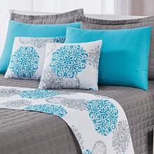 Kit Peseira de Cama com Capas de Almofadas Piquet 3 Peças - Cinza - Visão 2
