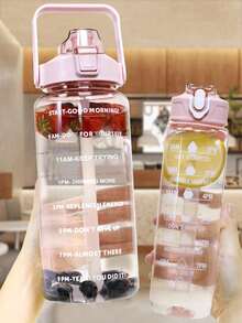 1 bình giữ nhiệt PC trong suốt dung tích lớn 750ml hoặc 2000ml, cốc uống nước thể thao di động, cốc có ống hút và nắp, bình nước chịu nhiệt chống rơi vỡ, thích hợp cho gia đình và du lịch ngoài trời, bình nước dành cho nữ. - Nhiều màu - Xem 10