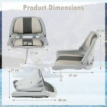 COSTWAY Folding Low Back Boat Seat With Mounting Hardware For Fishing, Grey - Grey - View 2