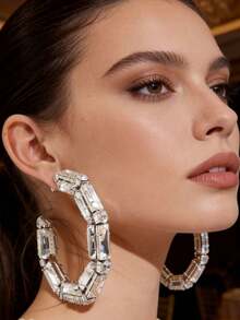 Exaggerated Crystal Style Rhinestone Ring For Women; Luxury Wedding Jewelry Design; Bling Geometric Shape Earrings; High Quality - Multicolor - View 1