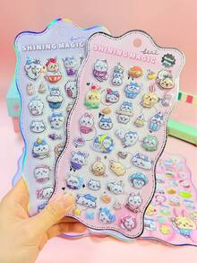 3D立体透明贴纸，融合了可爱的日系设计、梦幻甜美的少女风格和简约美学，呈现出丰富多样的艺术性和实用性图案元素。可重复使用的高粘性背胶，方便无痕粘贴。 - 彩色 - 查看 1