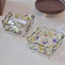 Crystal Glass Jewelry Box, 7.2 OZ Jewelry Organizer Tray, Decorative Glass Bowl Ideal For Women, Small Footed Glass Bowl As Perfect Wedding Or Birthday Gift And Home Party Decoration - Square - View 3