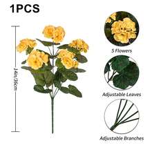 1/3/80支装 14英寸人造非洲菊，红色塑料花，适用于家居办公室花束中心装饰、农舍装饰、生日派对、婚礼装饰、春夏季 - 黃色 - 查看 3
