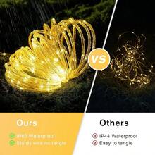 ¡Recomendado* 12m100led String Luces Solares Para Exterior,fiestas¡Top de Temporada - Dorado - Ver 5