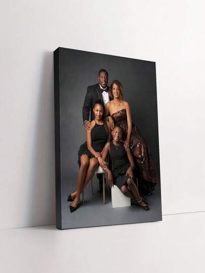 1pc Customizable Family Photo Canvas Painting With Frame, Personalized Family Canvas Painting, Printed Market Custom Canvas Painting, Multipurpose, Reusable, Beautifully Decorated, Fashionable, Cute, Modern, Vibrant Colors, Customizable, Personalized, Unique, Ideal Gift