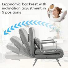 Single Folding Sofa Bed Chair Modern Fabric Sleep Function Holder With Pillow - Multicolor - View 3